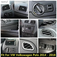 carbon fiber accessories window lift head light lamp button air ac vent outlet cover kit trim for vw volkswagen polo 2014 2018
