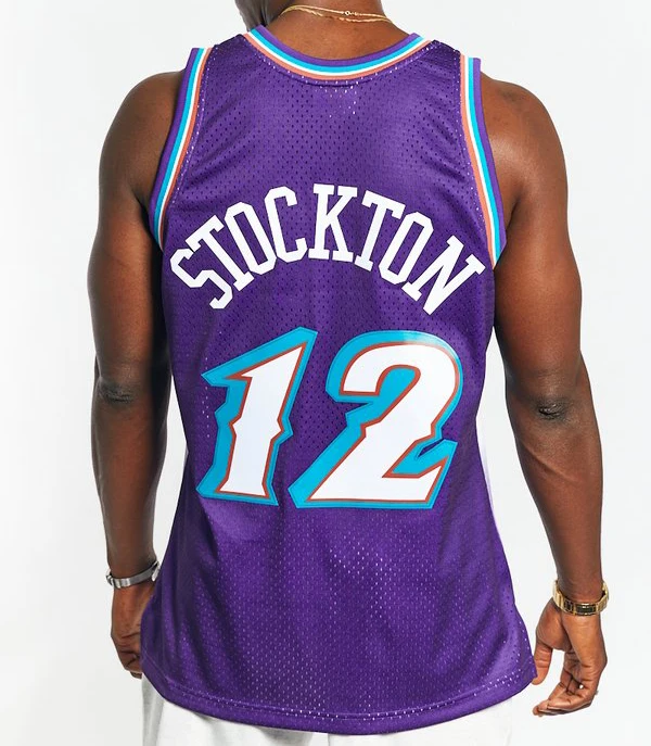 

Mens New American Basketball Clothes #12 John Stockton European Size Ball Pants T Shirts Cool Tops Loose Clothing 2XL