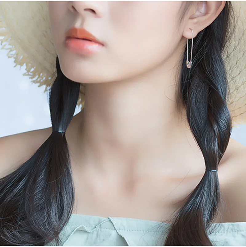 Серьги-кольца женские из серебра 925 пробы с геометрической булавкой 2019 |