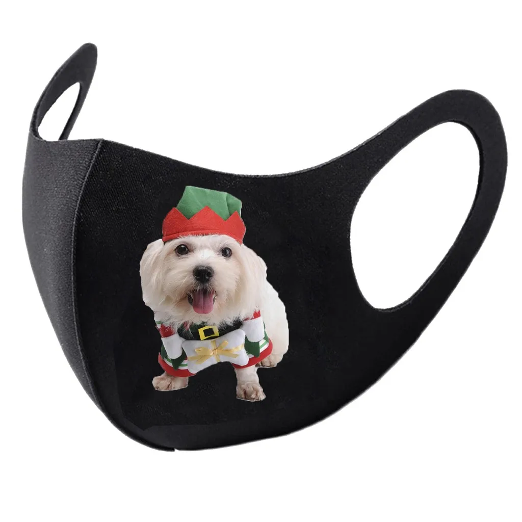 

1pc Christmas Party Decoration For Face Christmas Dog Cat Pattern Outdoor Mask Reusable Mask Christmas Accessory mascarillas