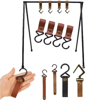 outdoor pu leather hooks portable camping tripod picnic clothes storage hanger hook for camp hiking supplies camping accessories