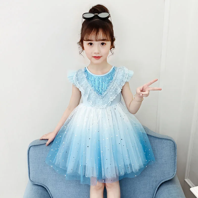 

Girls' Dresses Children's Summer Dresses Princess Puffy Net Gauze Dress Kids Sequined Fashion Dress Flower Dresses GD44