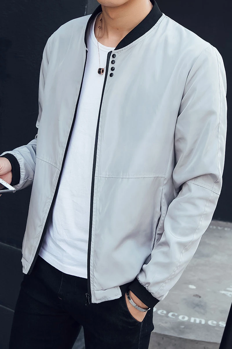 

2020 automne hiver nouvelle veste hommes noir coupe ajuste fermeture clair Up 320# Bomber veste hommes coupe-vent