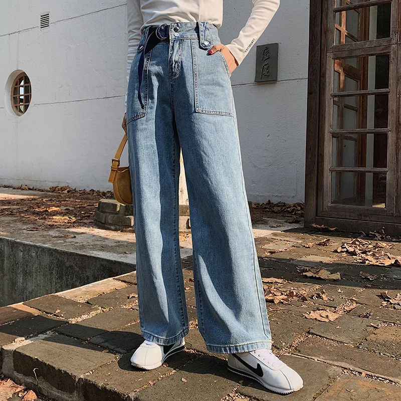

Baggy Jeans Women 2021 Spring Y2k Jean Pantalones De Mujer Vintage Style High Waist Denim Long Trousers Blue Gray Wide Leg Pants