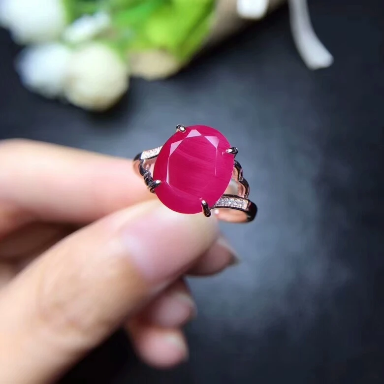 Rose gold plated [MeiBaPJ натуральный Горящий Рубин драгоценный камень модное кольцо для женщин Настоящее 925 пробы серебряные ювелирные изделия - Цвет камня: Rose gold plated