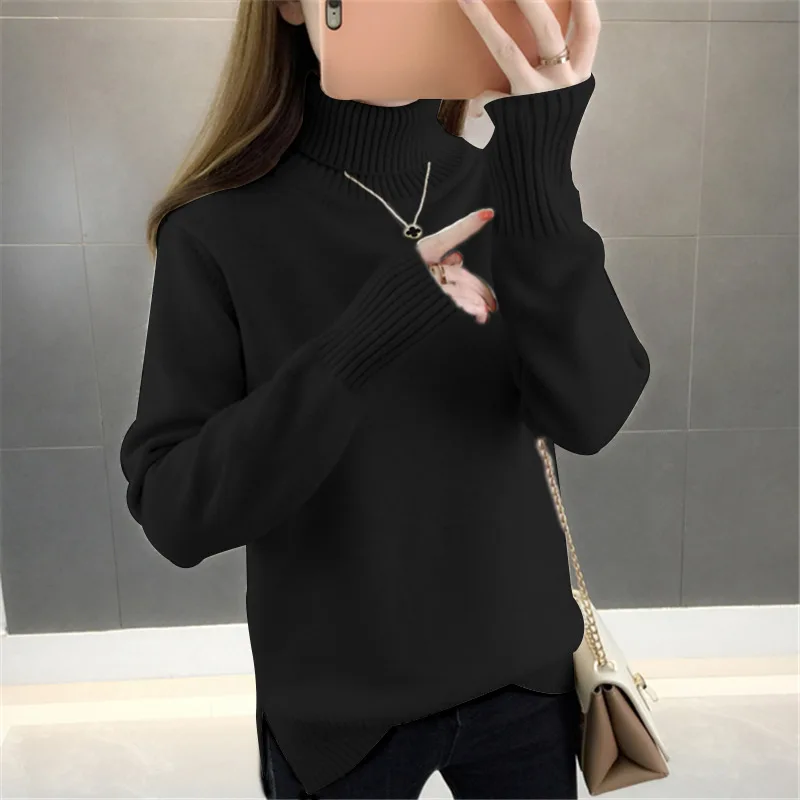 Thick Warm Women Turtleneck 2020 Winter Sweaters and Pullovers Knit Long Sleeve Solid Ribbed Cashmere Sweater Female Loose | Женская