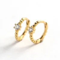10 5mm 14k gold luxury style sterlling silver 925 pave cz diamond zricon stone cute delicate higgie hoop earrings for women gift