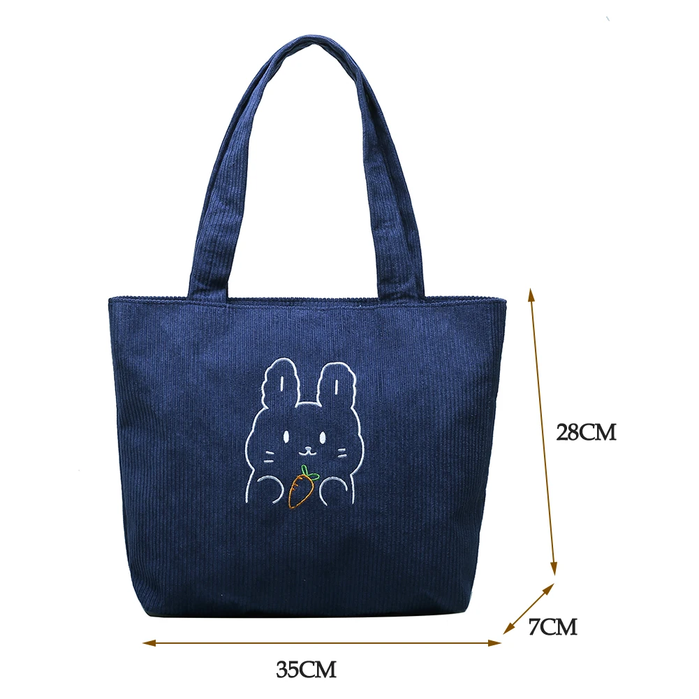 

Anime Printed Cute Cartoon Large Capacity Tote Bag Fabric Corduroy Reusable Shopping Bag Women Beach Handbags