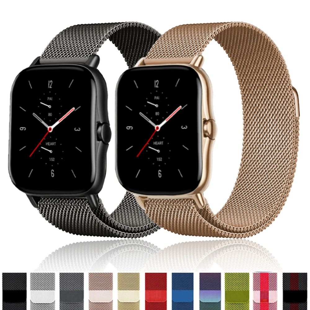 

Магнитный ремешок для Amazfit GTS/2/2e/3/GTS2 Mini/GTR 42 мм/47 мм/GTR2/3/Pro stratos, металлический браслет для часов Amazfit ремешок bip