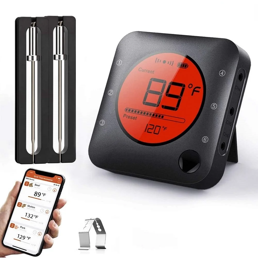 

Wireless Bluetooth Remote Digital Kitchen Cooking Food Meat Backlight Thermometer With Probe For BBQ Smoker Grill Oven