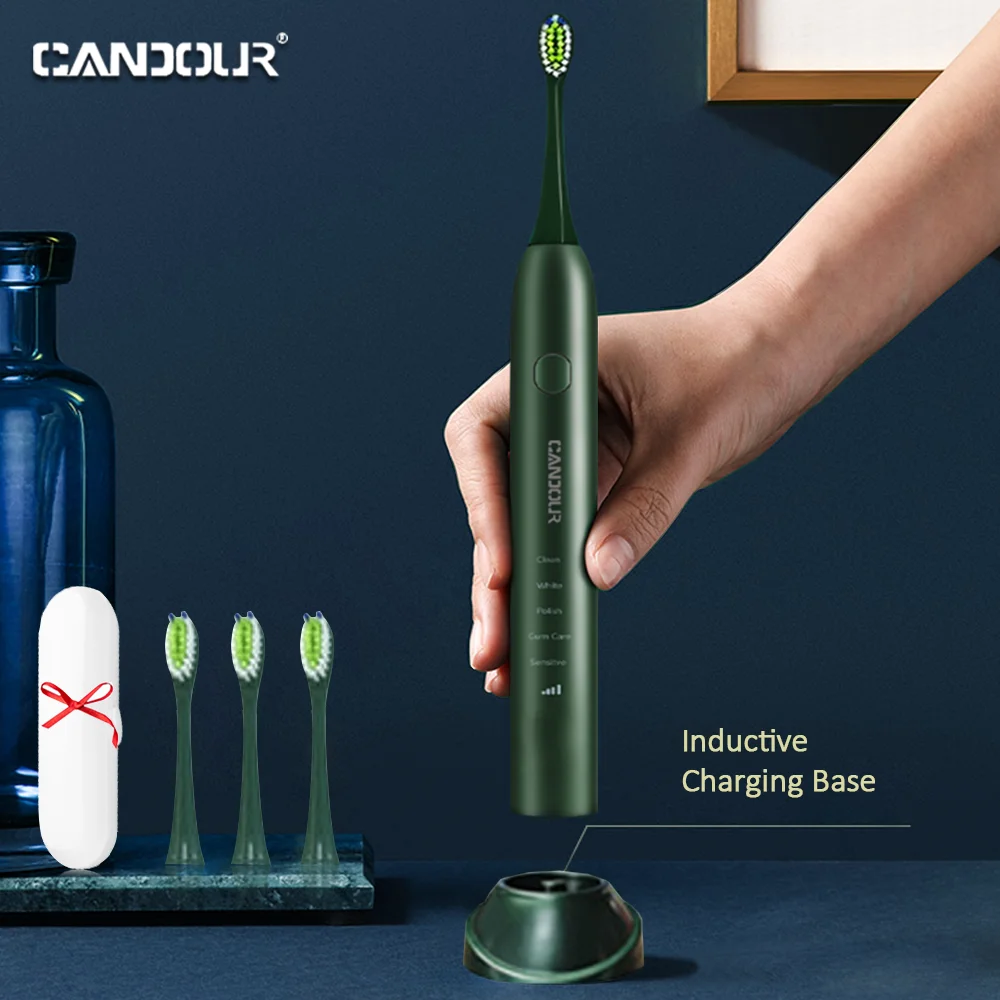 Электрическая зубная щетка CANDOUR CD 5133 с зарядкой от USB и 16 насадками|Электрические