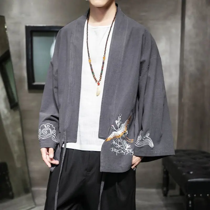 

Sinicism Store Mens Spring Embroidery Jacket Men Chinese Style Tops 2020 Male Traditional Belt Casual Coats Oversized fashions