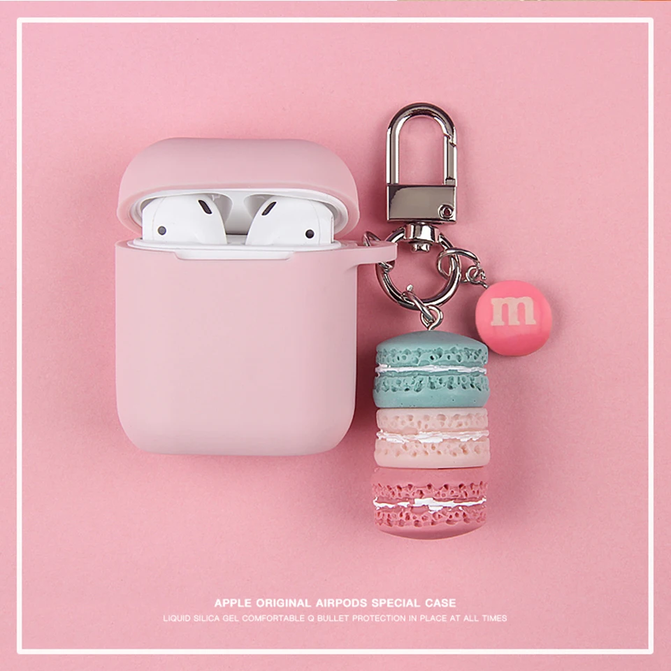 Милый корейский силиконовый чехол для Apple Airpods, чехол, аксессуары, Bluetooth наушники, мультяшный защитный чехол, вишневый собачий брелок