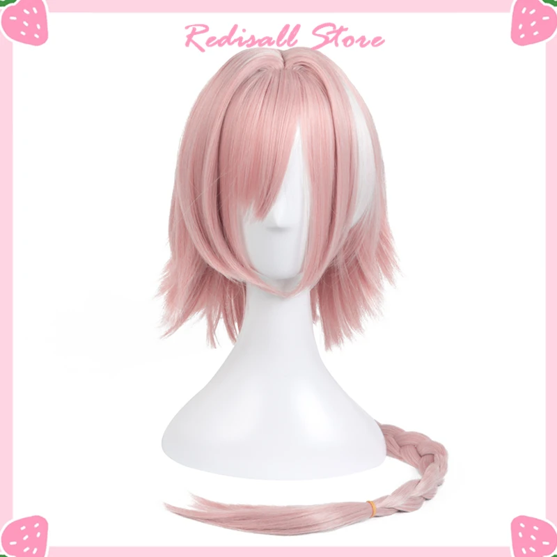 FGO парик аниме Astolfo Fate Grand Order Cosplay Длинные косички розовый белый термостойкий