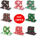 10 шт., одноразовые маски для лица с рождественским принтом