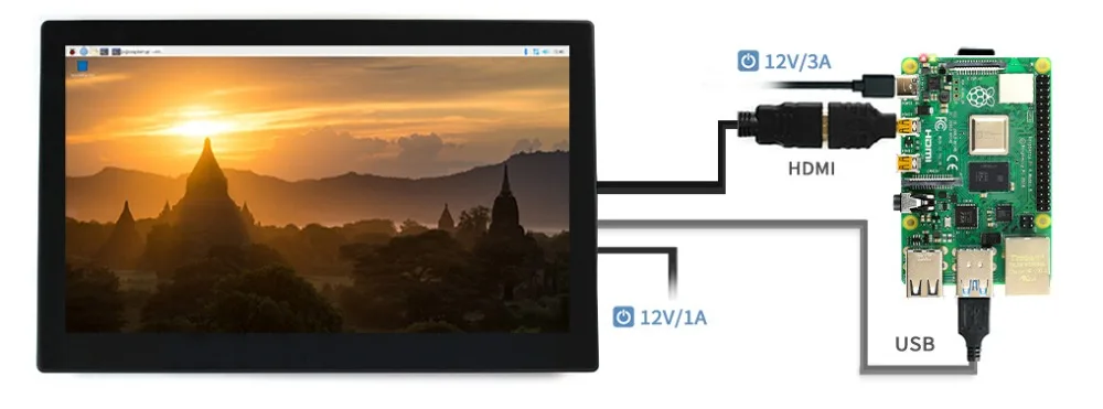 Waveshare 13,3 дюйма, ips, 1920x1080, емкостный сенсорный экран Сенсорный экран с закаленное Стекло крышка, вход VGA, Поддержка Win10/8,1/8/7/vista, WIN10 IOT