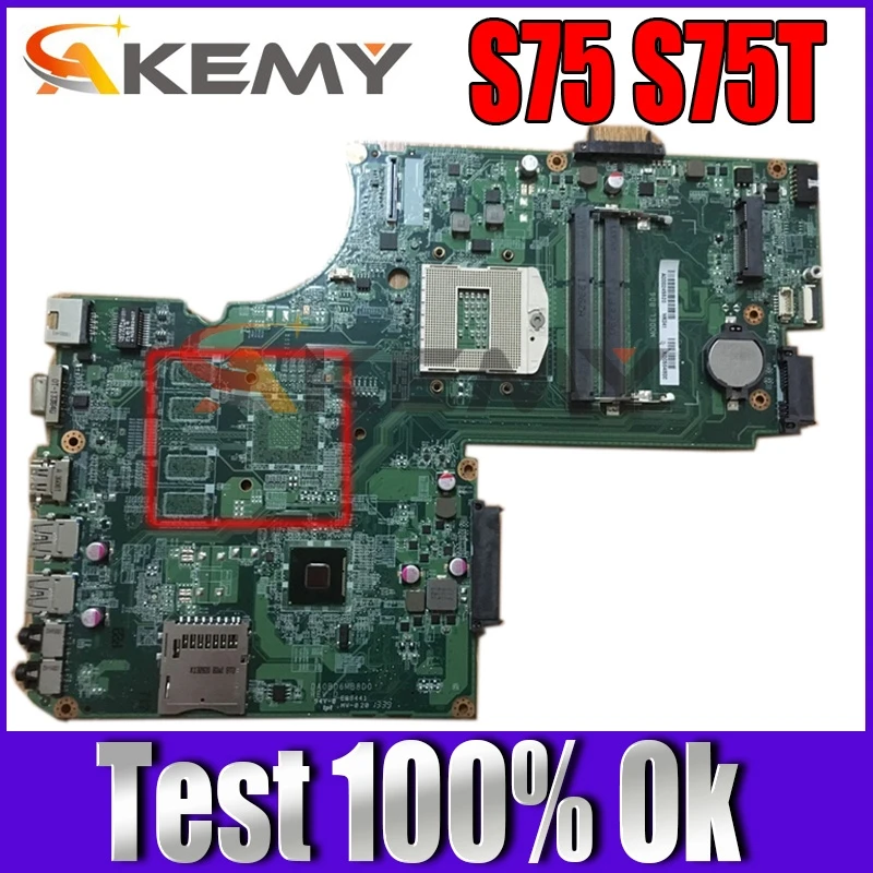 

Материнская плата AKEMY для ноутбука Toshiba Satellite S75 S75T 17,3 дюймов DA0BD6MB8D0 REV D A000244130, материнская плата
