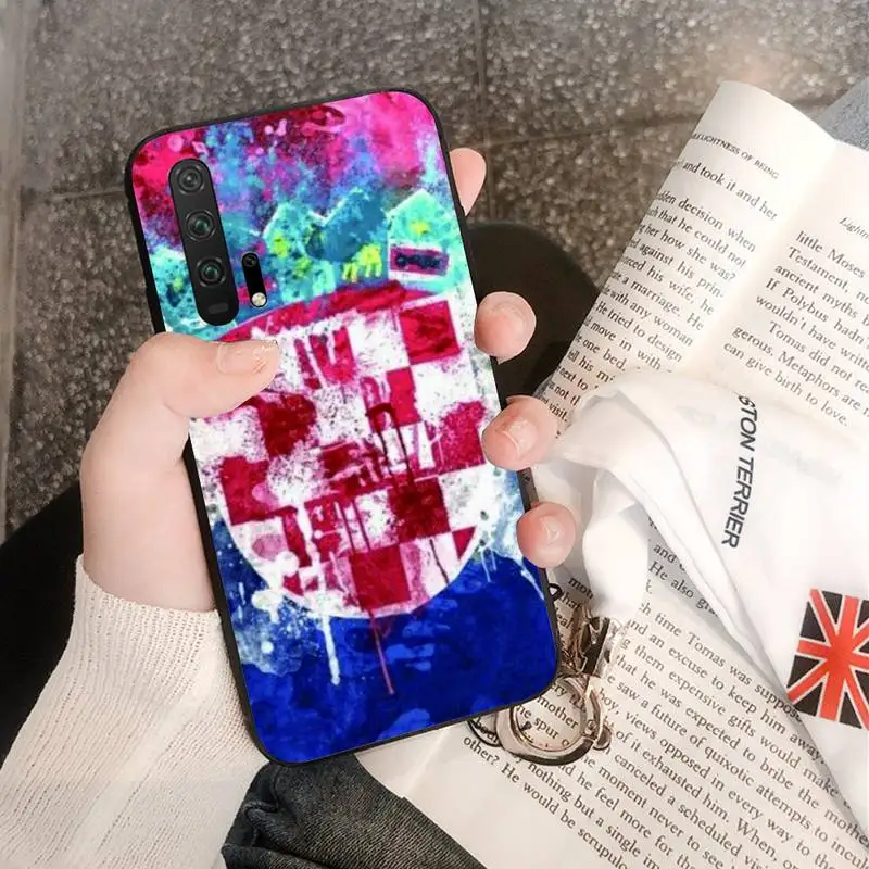 

Croatia flag Phone Case Black For Huawei Honor 7A/8X/9/9Lite/10/10Lite 9X 20 20S View30/30Pro Cases