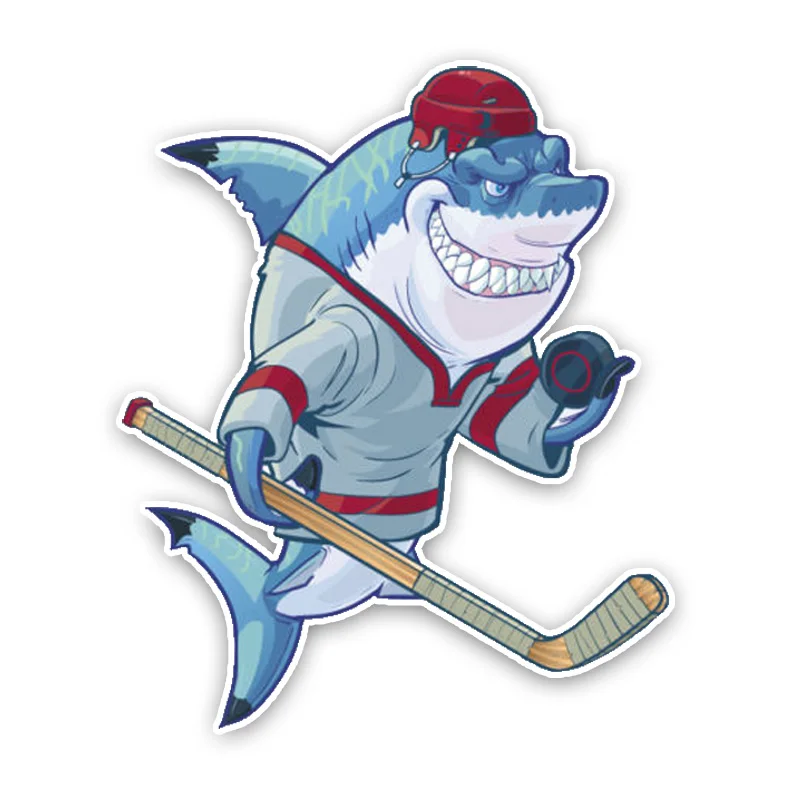 

Personality Fashion Lovely Ice Hockey Cartoon Sharks Colored PVC Car Sticker Decoration ,16cm*13cm