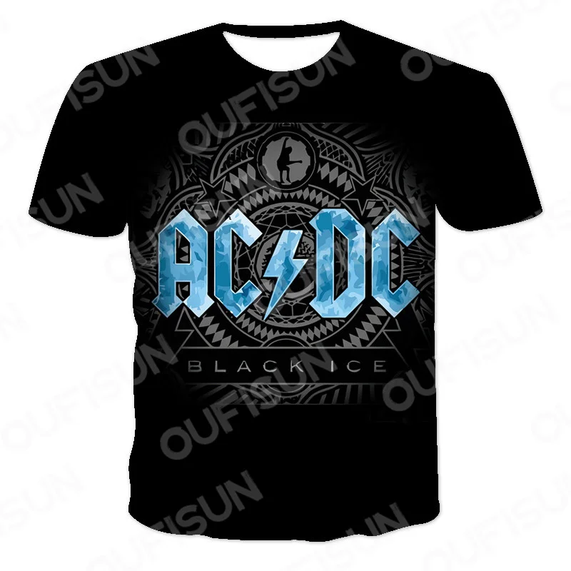 

2021 New Men's Casual T-shirt Funny Rock & Roll T-shirt Men AC DC 3D Printing Summer Brand T-shirt Men's Fashion Street Tops