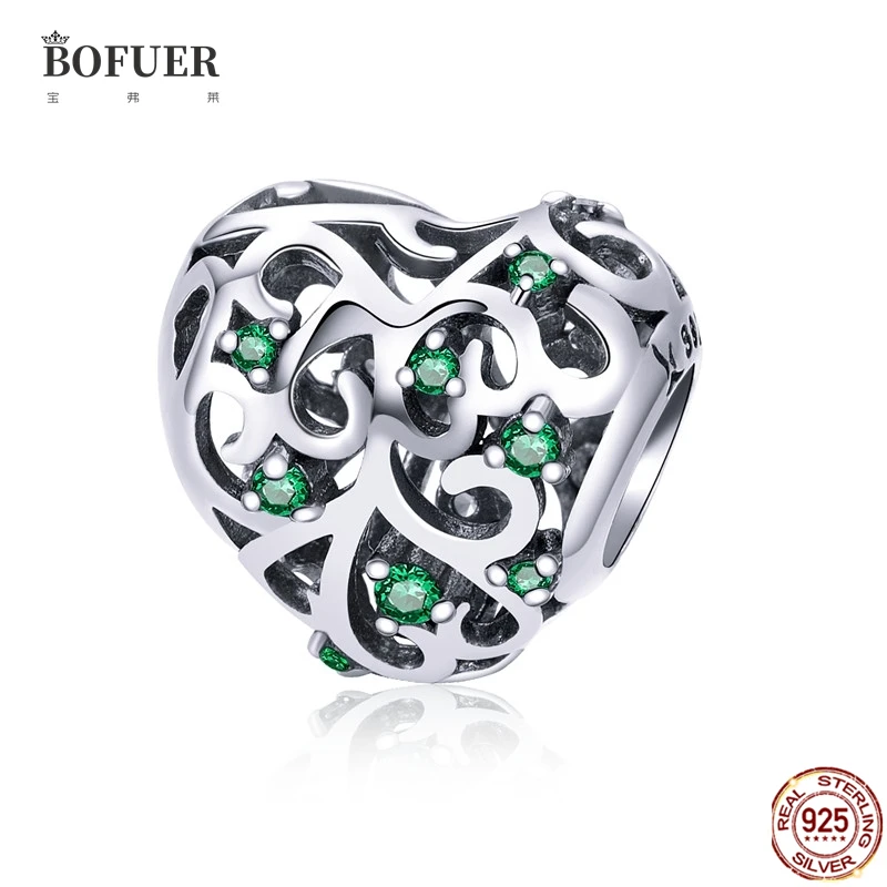 

Hot Sale 100% Real 925 Sterling Silver Green Love Charm Beads Fit Original Pandora Bracelet Making Fashion DIY Jewelry For Women