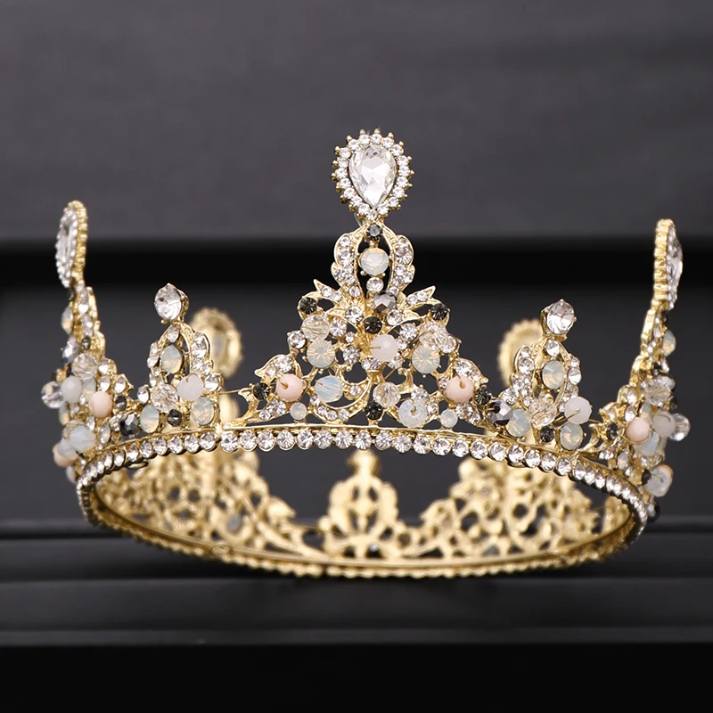 Винтажная свадебная корона в стиле барокко золотые стразы Хрустальная свадебные