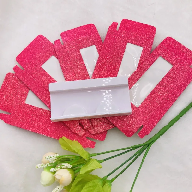 Пустая коробка для ресниц индивидуальная фирменная розовая блестящая пленка