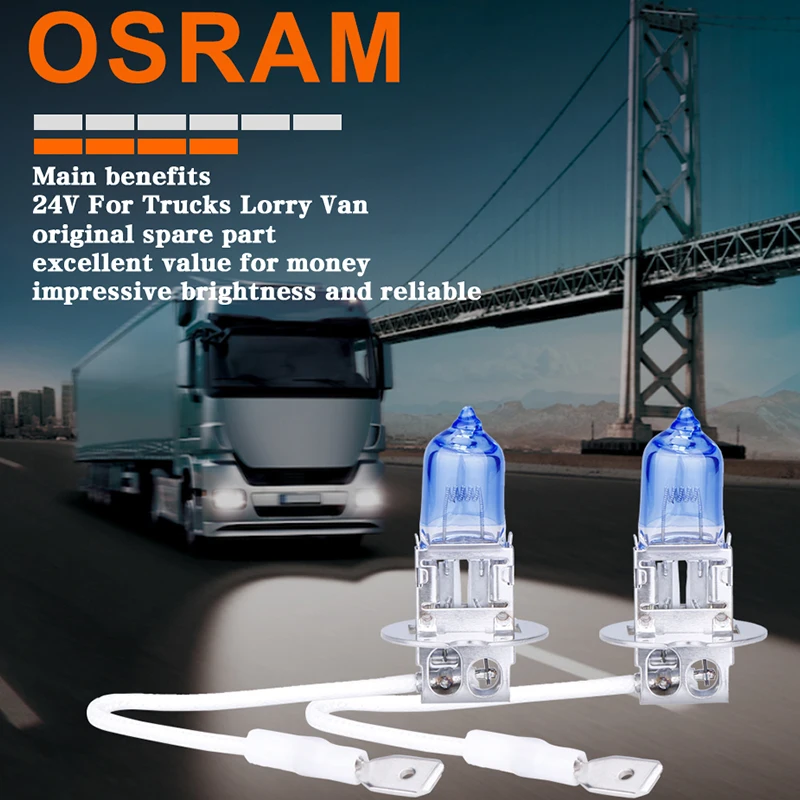 OSRAM грузовик свет 100 Вт H3 галогенные фары лампы дальнего ближнего света для