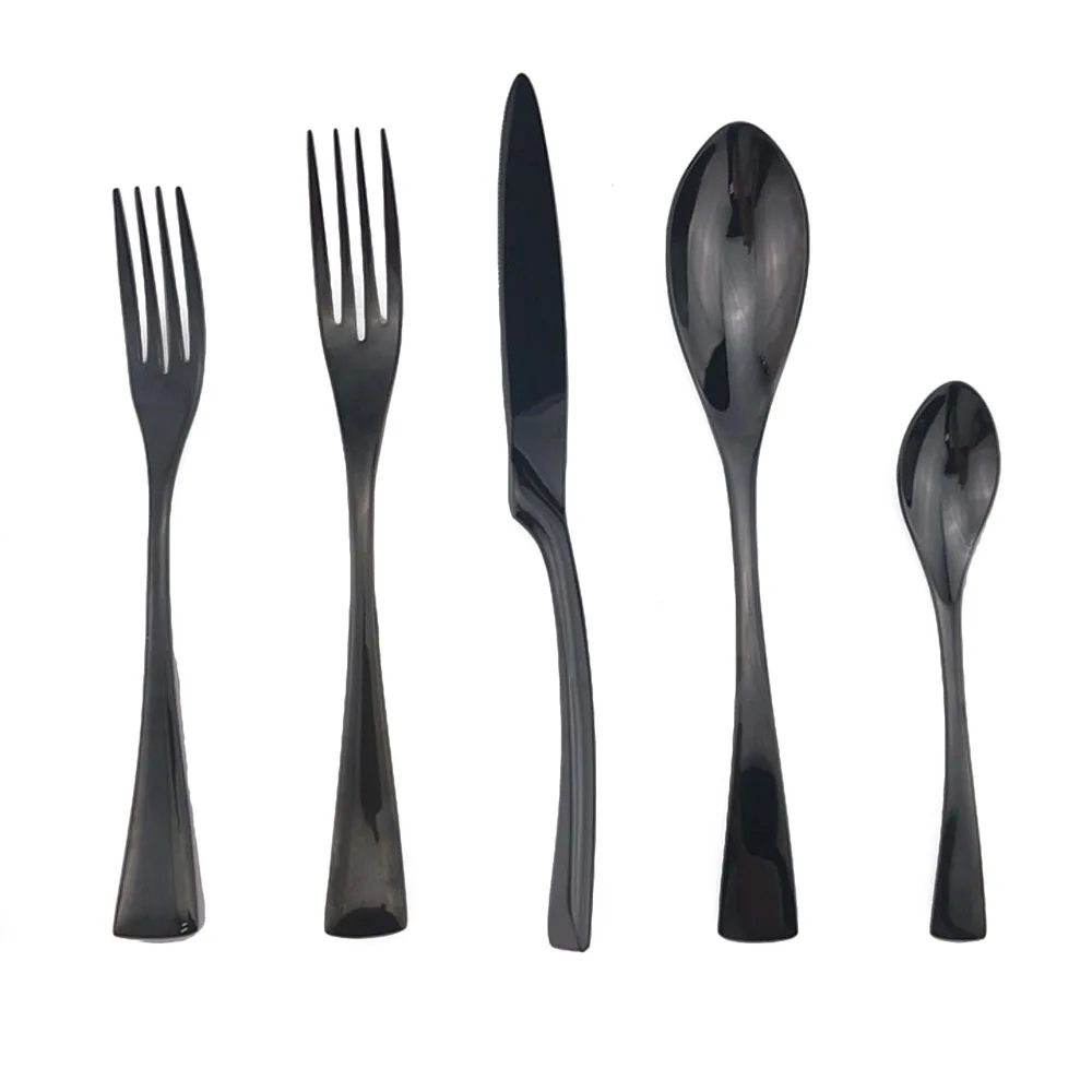 Оптовая продажа набор черных столовых приборов из нержавеющей стали 304 30