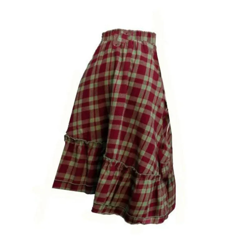 

Long Skirts Women College Plaid Chic Korean Spring Fall All-match Ins Ladies A-Line Skirt Popular