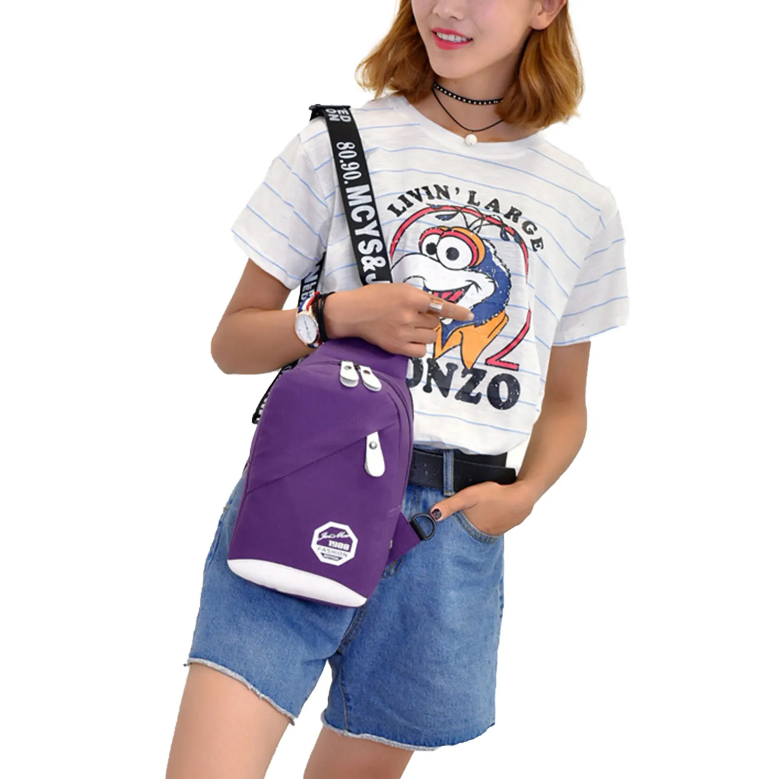 

New Arrival Fashion Women Men Sling Backpack Lightweight Chest Bag Outdoor Crossbody Purse with Adjustable Strap