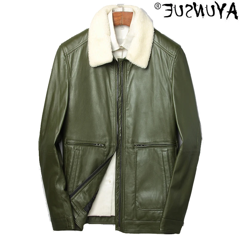 

Men's authentic jacket, sheepskin collar jacket, sheepskin coat