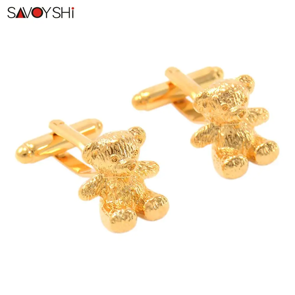 Запонки SAVOYSHI в виде мишки тедди для мужчин высококачественные металлические