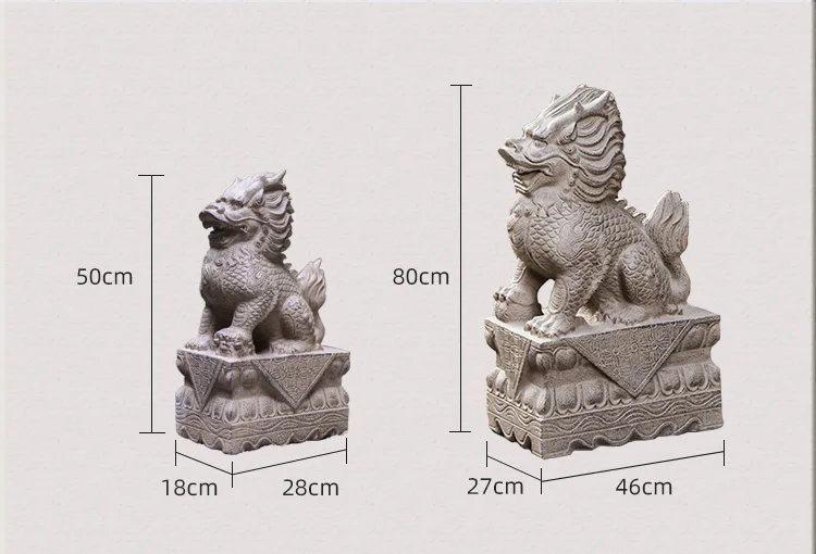 

Chinese Courtyard Entrance Hall Kirin Door Pier Antique Imitation Stone Household House Lucky Holding Drum Stone Lion Statue