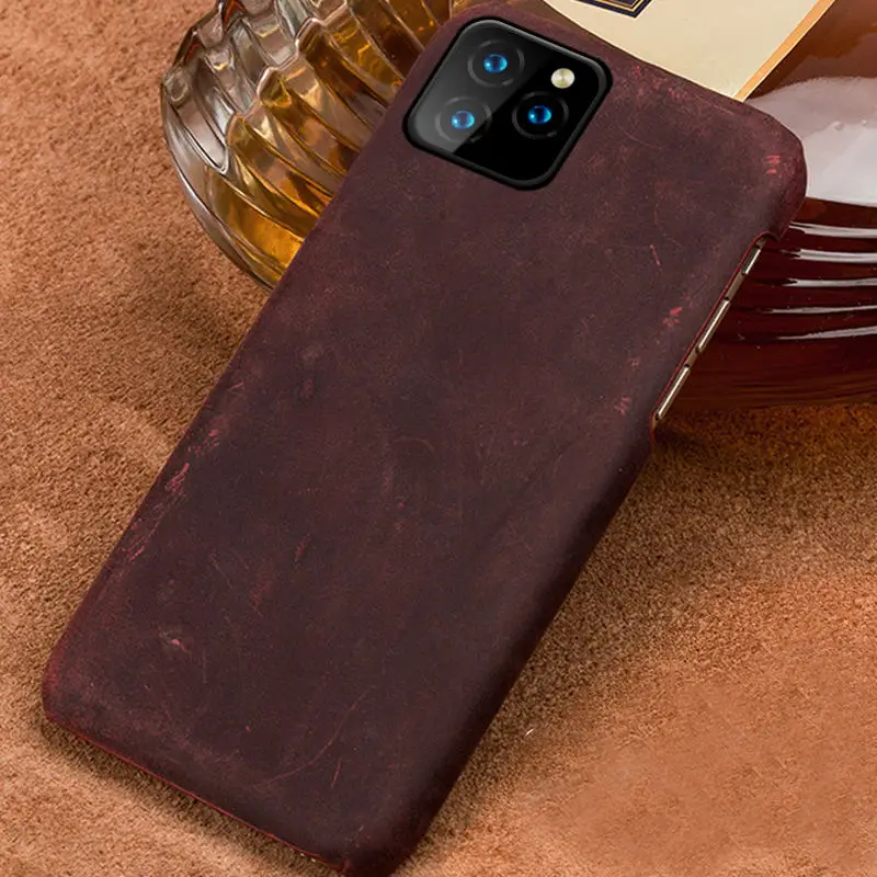 Red wine Подлинный подтягивающий кожаный чехол для телефона для iphone 11 11 Pro 11 Pro Max X XS XR XSMAX 6s 7 8 Plus 6 5 5S SE Plus Crazy чехол в виде лошади - Цвет: Red wine