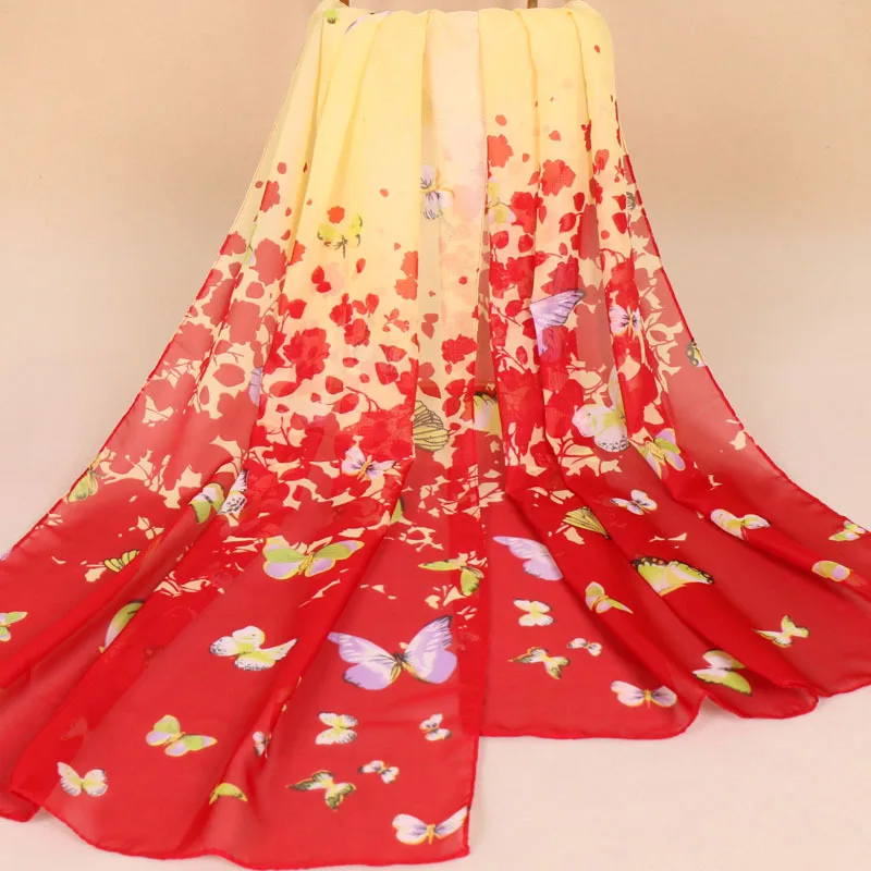 Летний роскошный брендовый женский шифоновый шелковый шарф модные женские