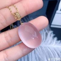 kjjeaxcmy fine jewelry 18k gold inlaid natural rose quartz pendant girl new pink crystal necklace luxury support test