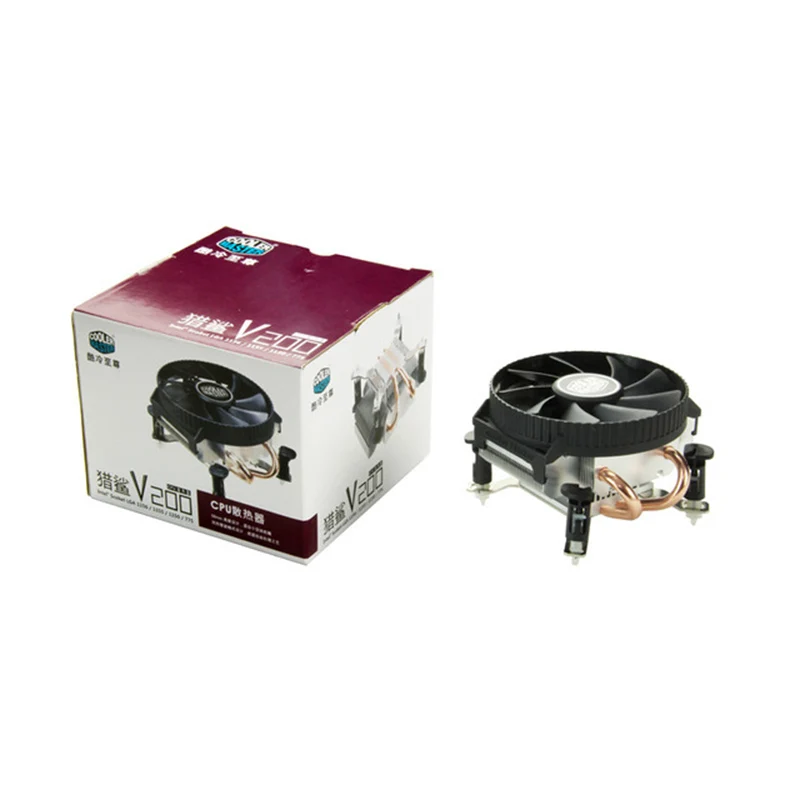 Кулер Master V200 HTPC ультратонкий 2 heatpipe cpu Радиатор для Intel 1155/775 90 мм 3pin компьютера