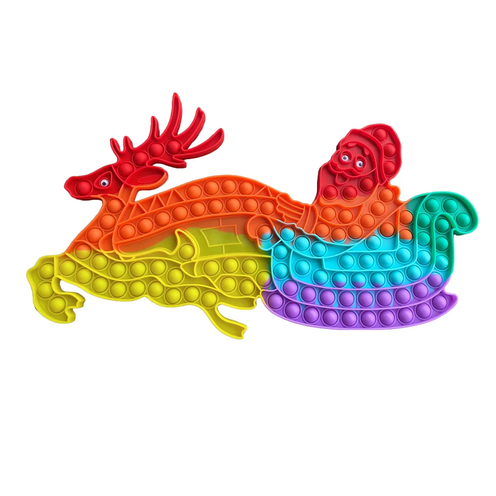 

Christmas Push Bubble Fidget Toys Rainbow Santa Elk Stress Reliever Toys Push Bubble Anti-stress Kid Adult Dimple Sensory Toy
