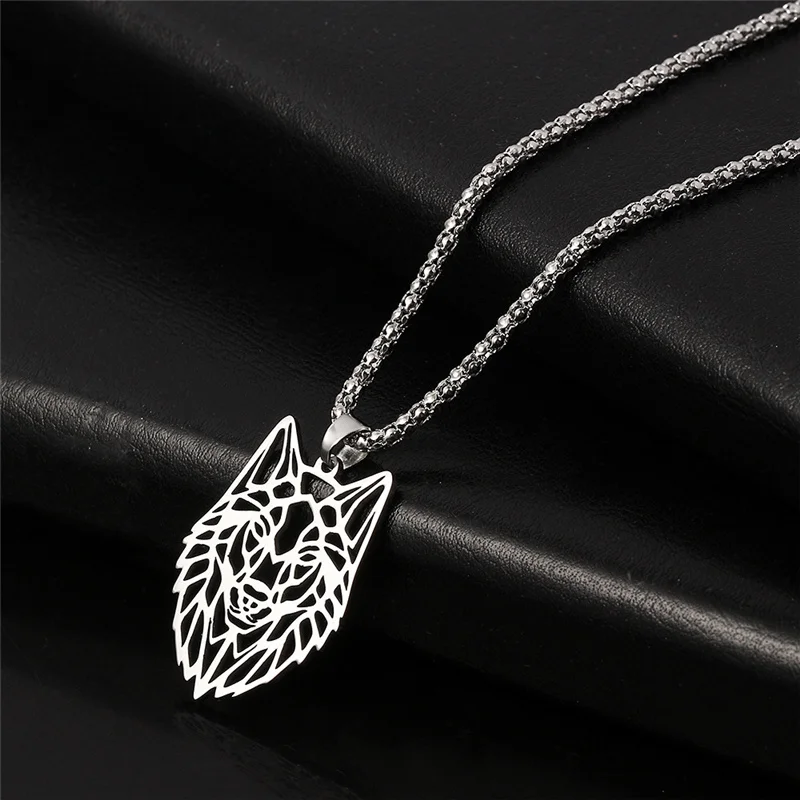 Мужское ожерелье с головой волка из нержавеющей стали | Украшения и аксессуары