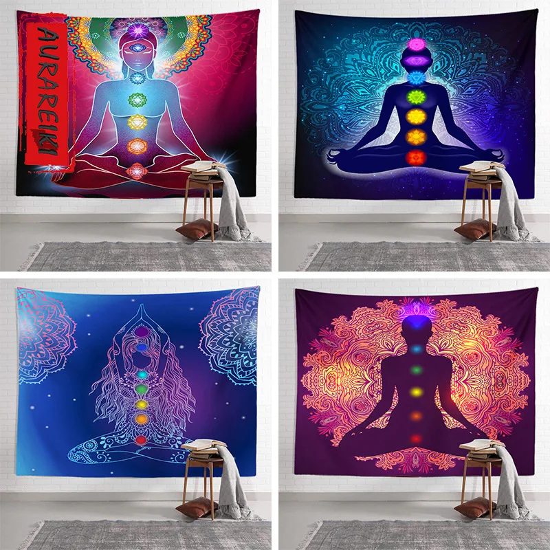 

Seven Chakra Yoga Meditation Tapestry Meditation Sofa Background Cloth Yoga Bedside Painting Decoration