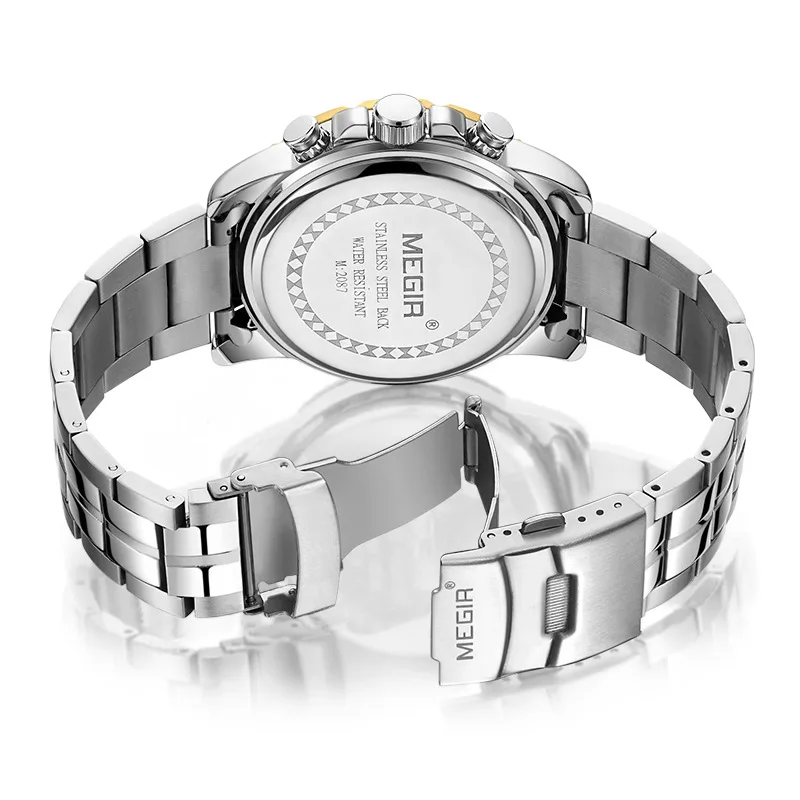 

homme Watches Megir Brand Luxury Watch Men's Fashion Atmosphere Multi-function Business Table Steel Belt Quartz Watch montre