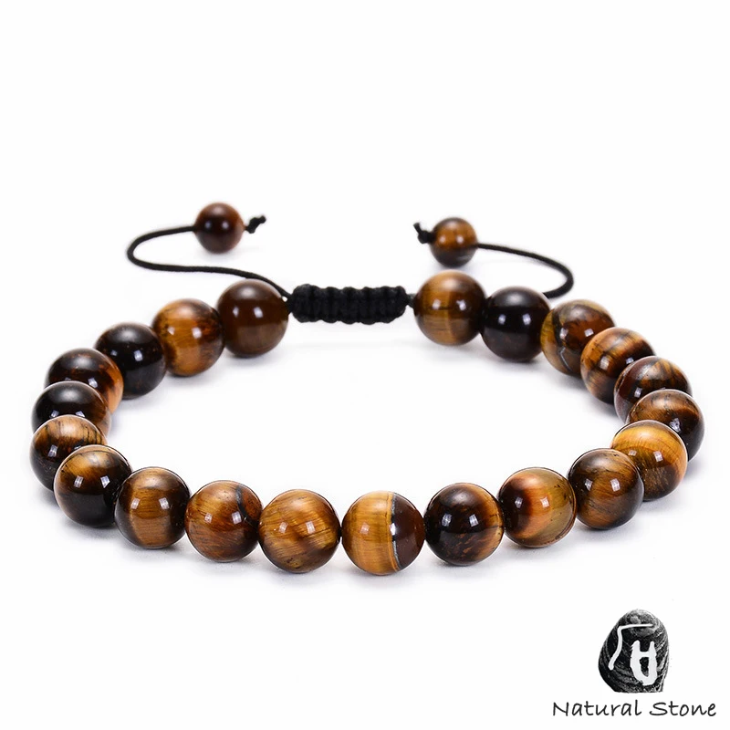 Мужские и женские 8 мм браслет с тигром натуральным камнем матовые браслеты из