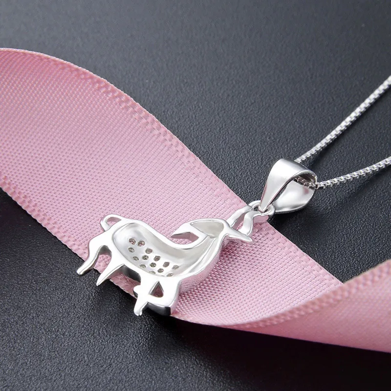 925 стерлингового серебра Олень Лось подвеска ожерелье чокер жемчужиной олень