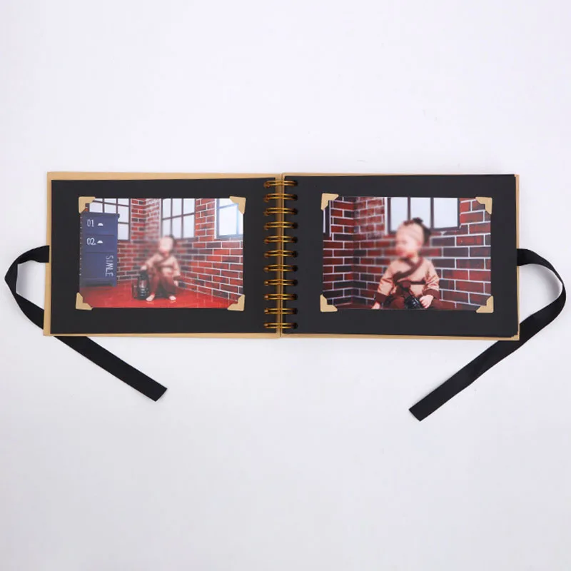 

DIY Scrapbooking Picture Childrens Gift Photo Albums Black Cardboard A5 Kraft Paper Coil Photo Album Retro Photo Album