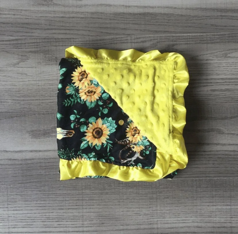 sunflower Детское одеяло с нашивкой Минки, вязанное, подарок для душа, детское Хлопковое одеяло, детское супер-мягкое одеяло, покрывало для сидения автомобиля - Цвет: sunflower
