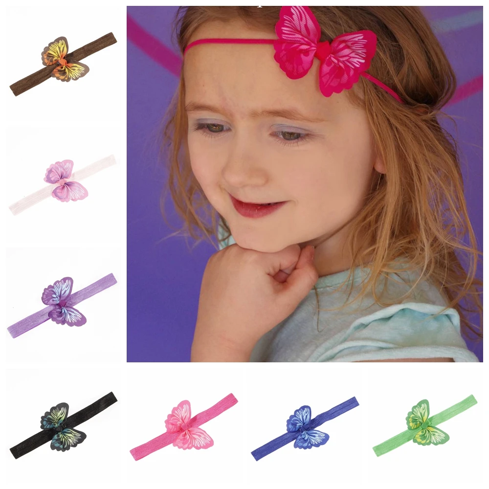

Colorful Artificial Butterfly Infant Headband Handmade Bowknot Elastic Hairband Baby Girls Hair Accessories Party Decoration