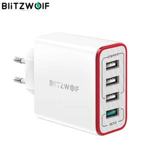 Blitzwolf 4 ports qc3. 0 quick charge eu plug led light 30w 2. 4a usb travel wall charger power3s for iphone android for n-swich 1 Item image