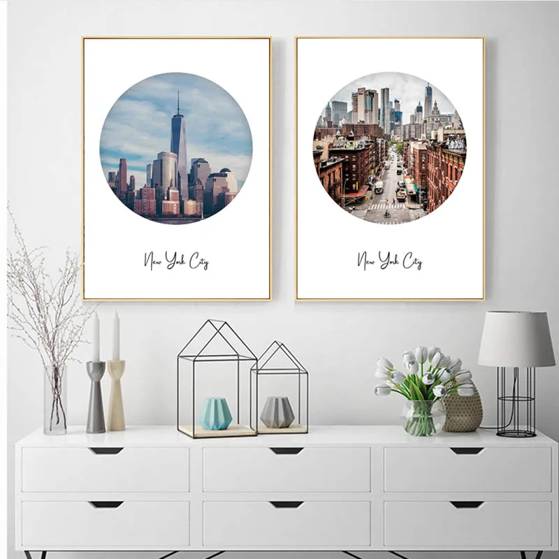 

Minimalist Landscape Canvas Art Manhattan Wall Pictures New York City Posters and Prints Painting for Living Room Modern Decor