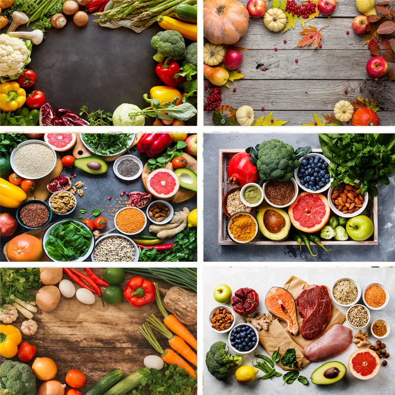 Фон для фотостудии Nitree с изображением тыквы брокколи HD узор Виниловый фон ткань